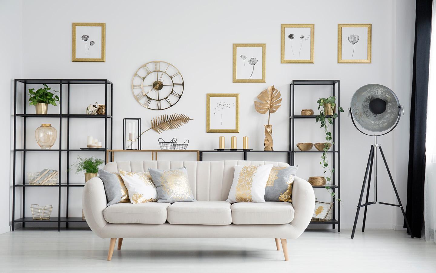 Homepage 1 living room with gold decor