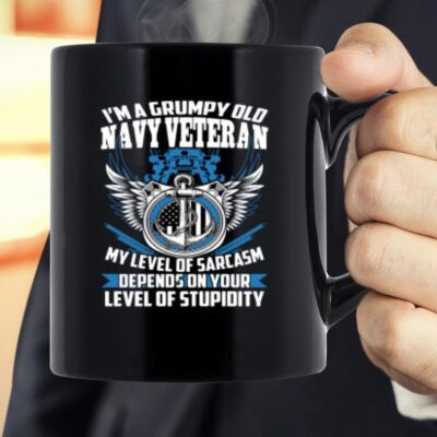 I'm A Grumpy Old Navy Veteran, US Flag Mug