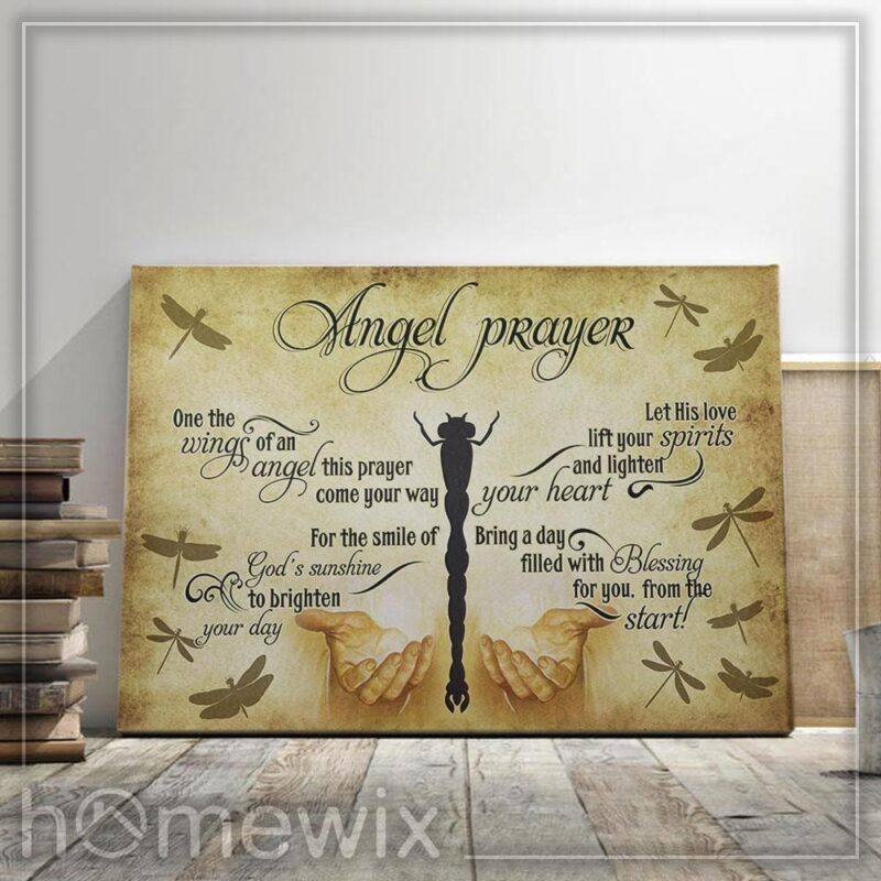 Angel Prayer Dragonfly Poster Canvas Wall Decor 1