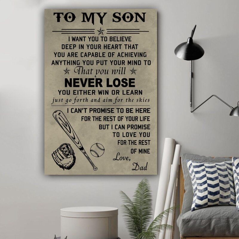 Baseball poster Dad to son Never lose