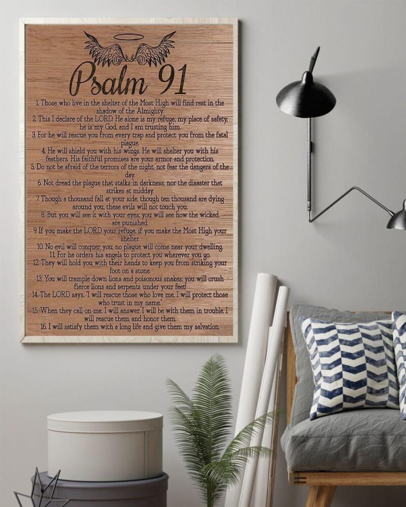 Bible Psalm 91 Vertical Poster Canvas - Wall Decor Visual Art