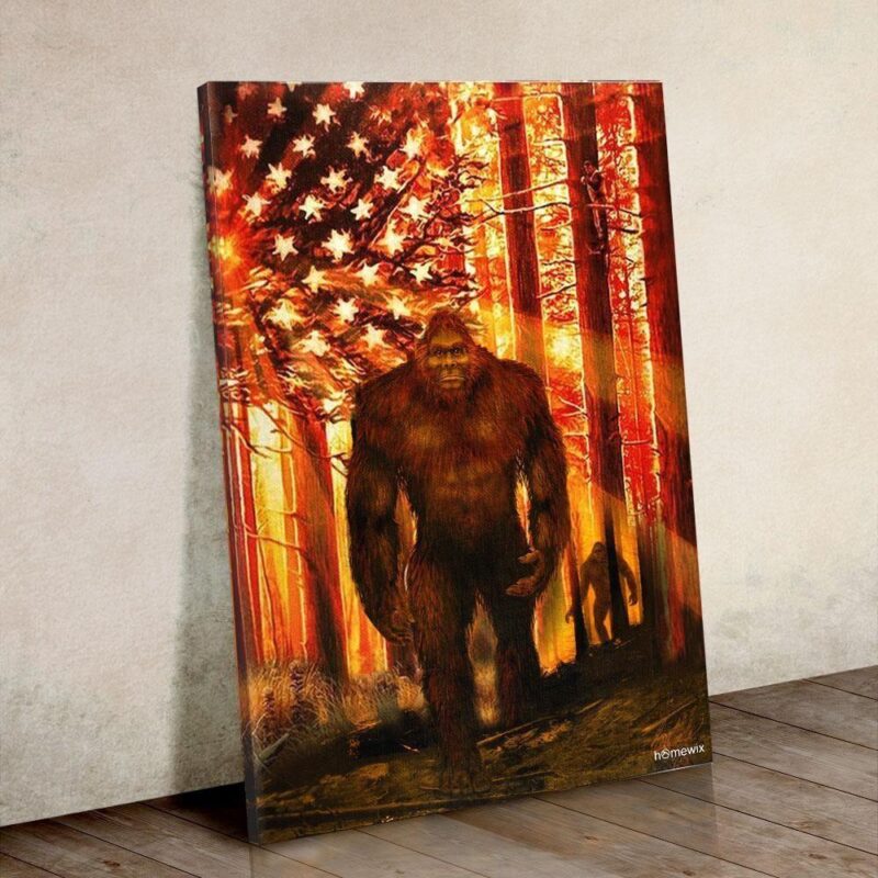 Bigfoot Sunrise Forest Poster CanvasWall Art Wall Decor 1