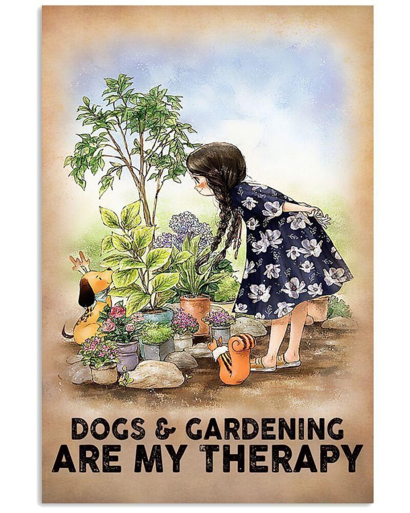 Gardening And Dogs Therapy Vertical Poster Canvas Wall Decor Visual Art 1