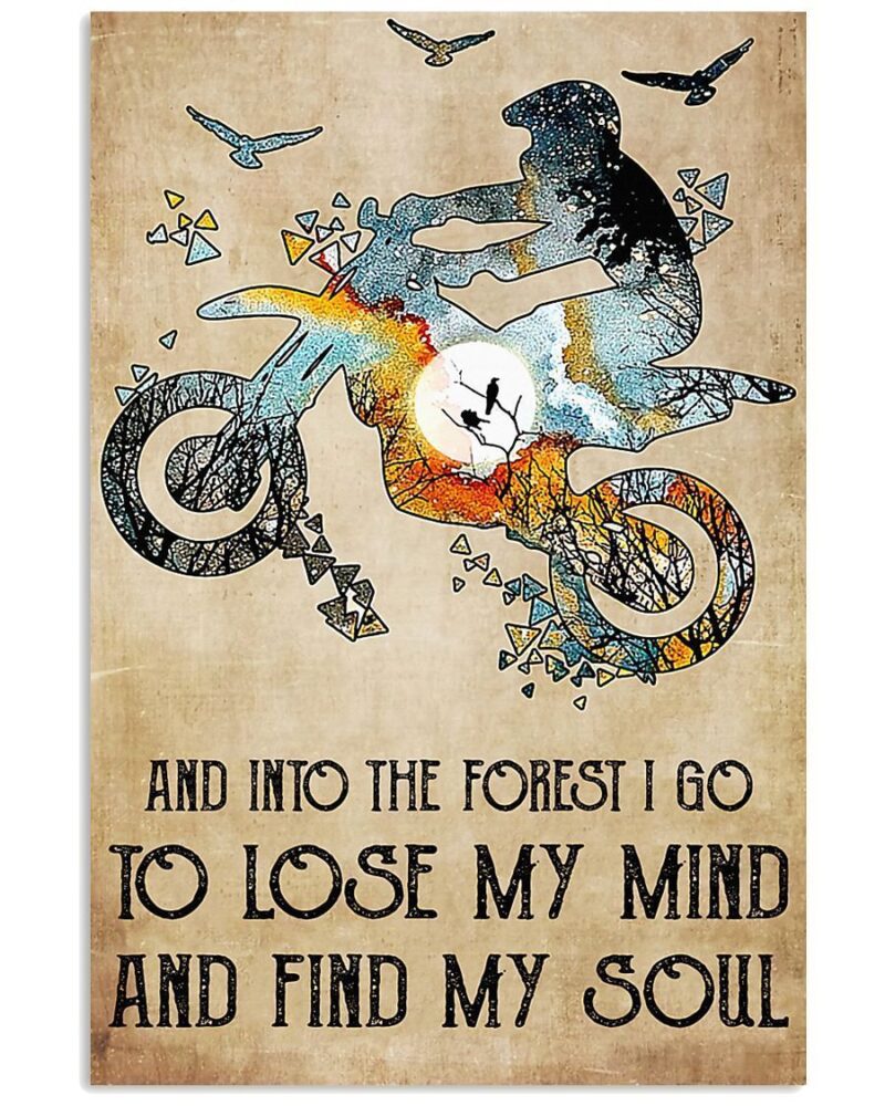Motorcycle Into The Forest I Go To Find My Soul Vertical Poster Canvas Wall Decor Visual Art 1