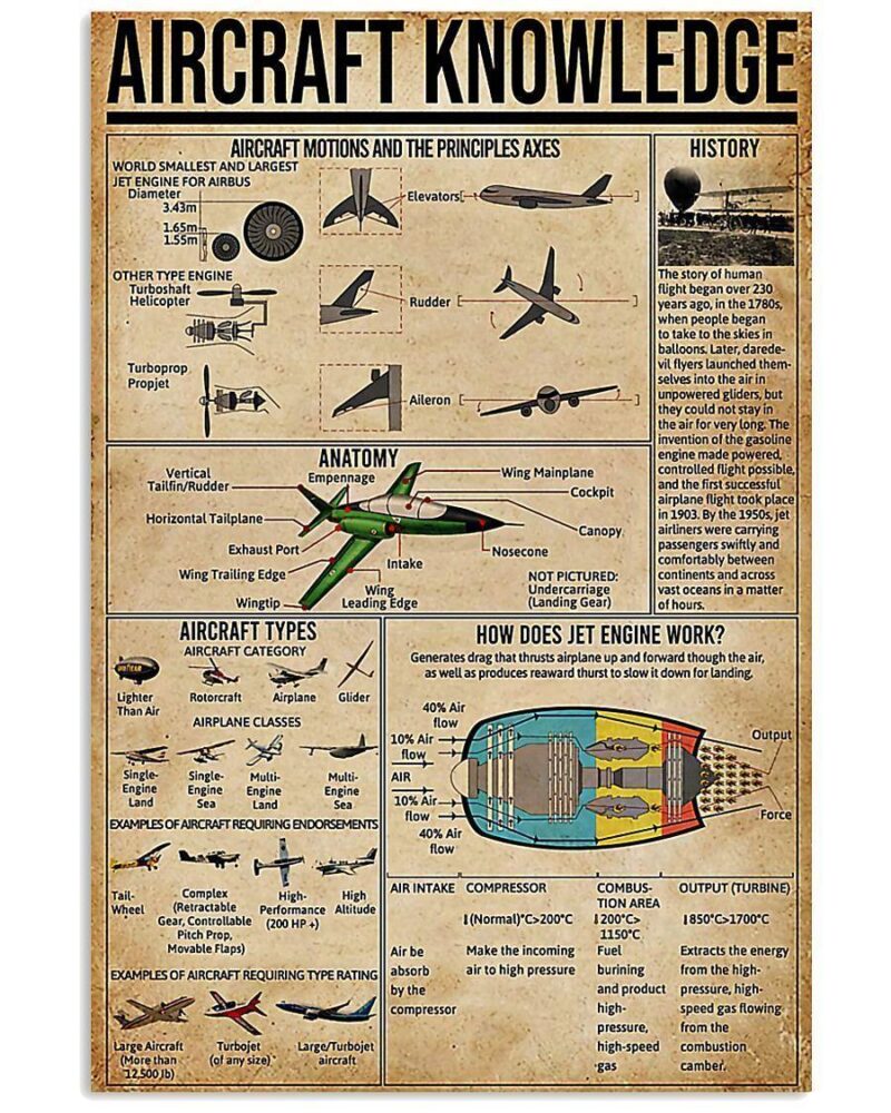 Professions Poster Pilot Aircraft Knowledge Vertical Poster Canvas Wall Decor Visual Art 1