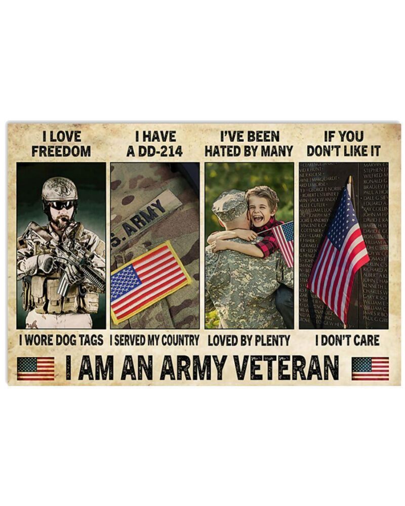 Professions Poster Veteran I Am An Army Veteran Horizontal Poster Canvas Wall Decor Visual Art 1