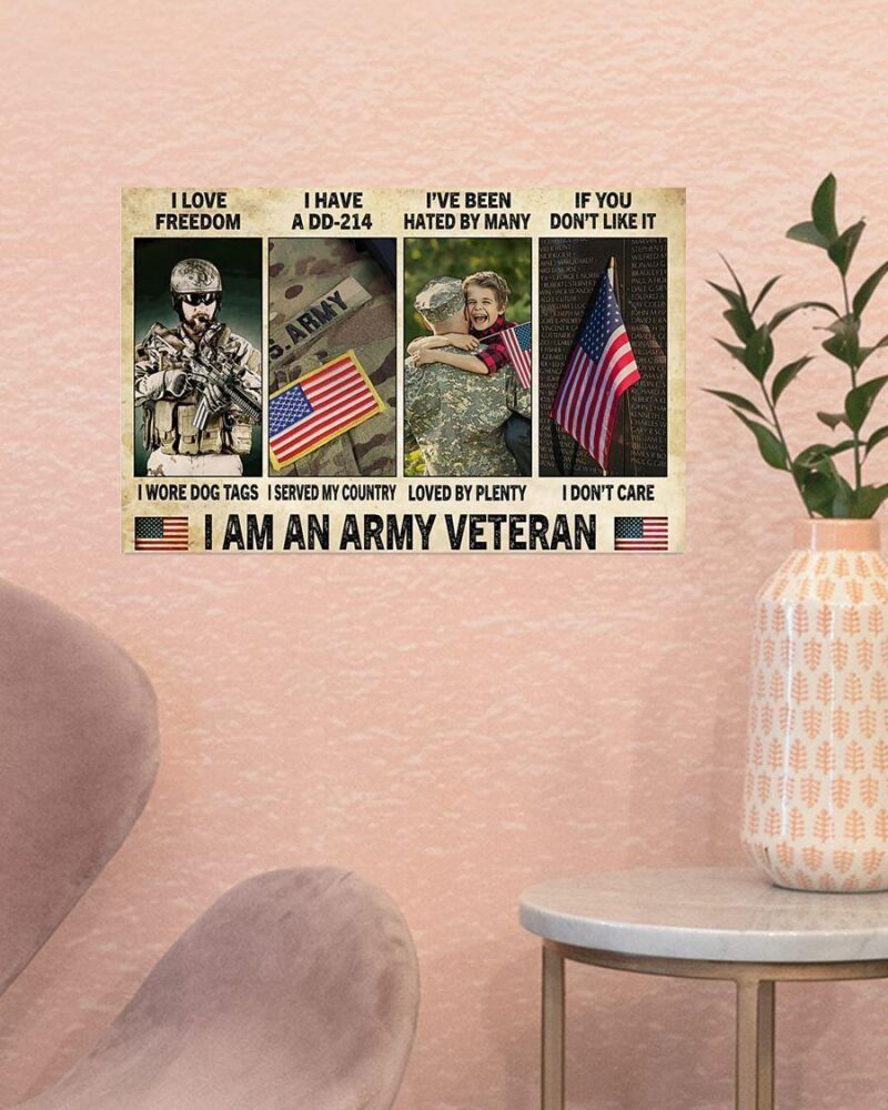 Professions Poster - Veteran - I Am An Army Veteran Horizontal Poster Canvas - Wall Decor Visual Art