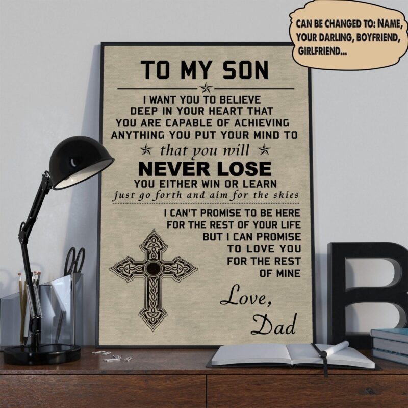 RDT51 Cross Dad to son Never lose wall decor visual art 1