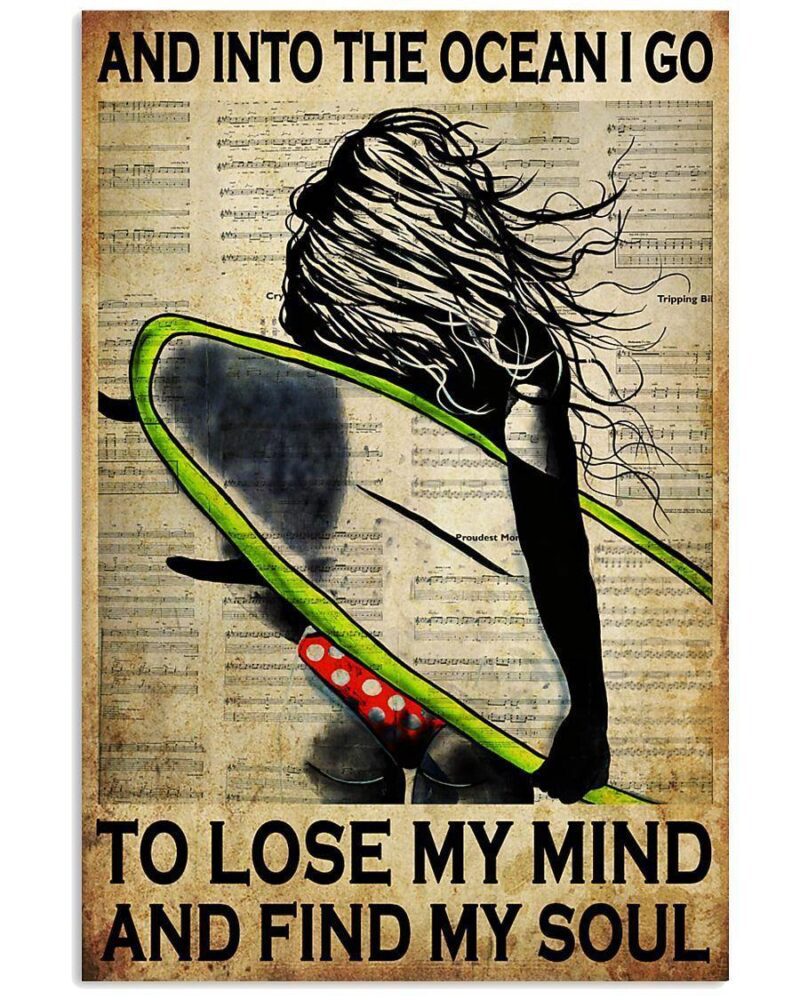 Surfing And Into The Ocean I Go To Find My Soul Vertical Poster Canvas Wall Decor Visual Art 1