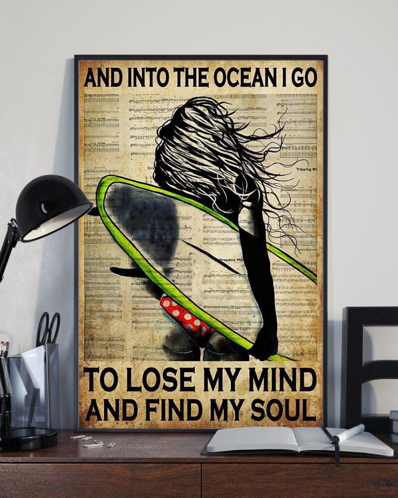 Surfing And Into The Ocean I Go To Find My Soul Vertical Poster Canvas Wall Decor Visual Art 2