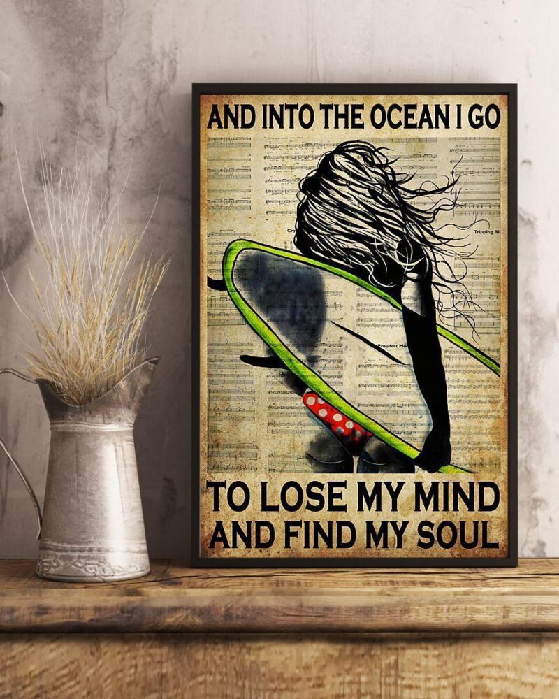 Surfing And Into The Ocean I Go To Find My Soul Vertical Poster Canvas Wall Decor Visual Art 3