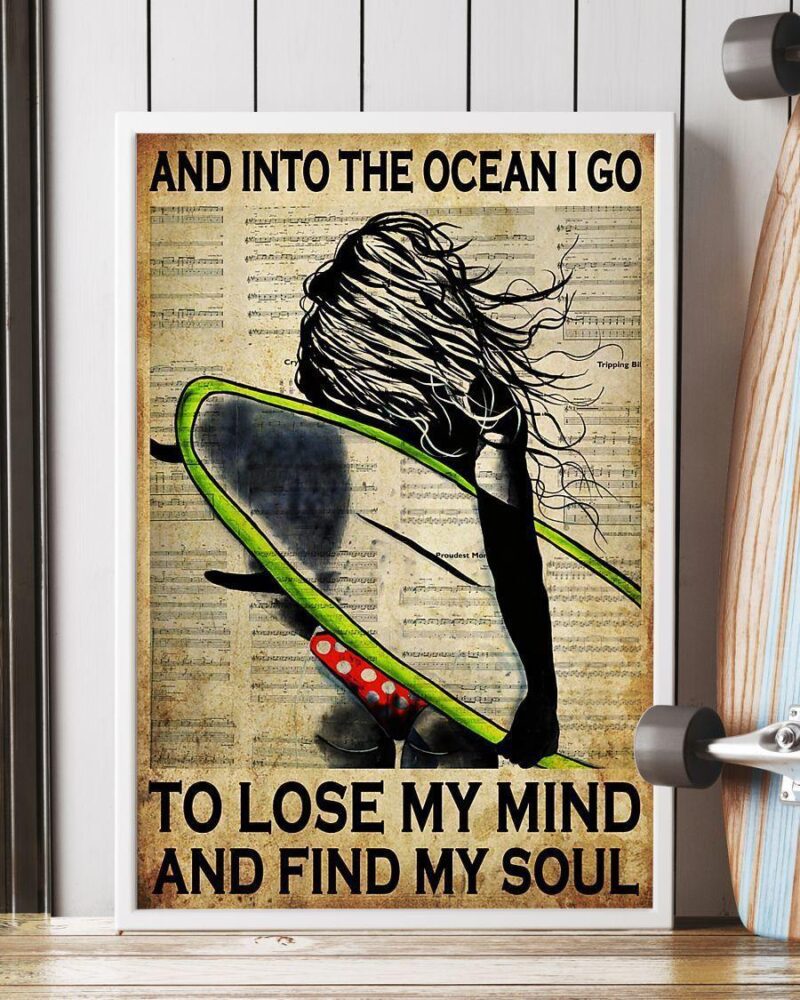Surfing And Into The Ocean I Go To Find My Soul Vertical Poster Canvas Wall Decor Visual Art 4
