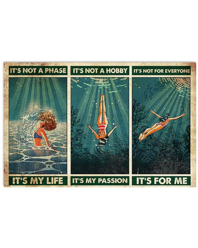 Swimming Its Not A Phase Its My Life Horizontal Poster Canvas Wall Decor Visual Art 1 1