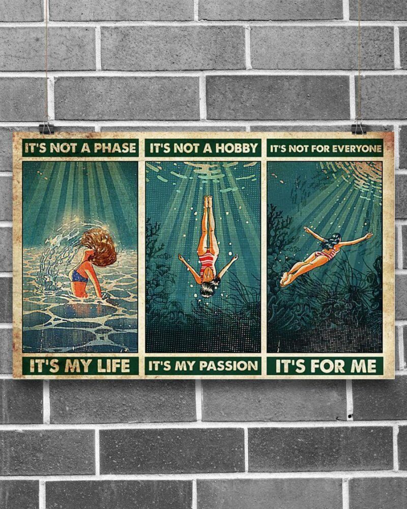 Swimming It's Not A Phase It's My Life Horizontal Poster Canvas - Wall Decor Visual Art