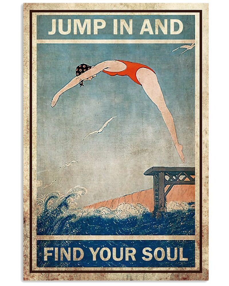 Swimming Jump In And Find Your Soul Vertical Poster Canvas Wall Decor Visual Art 1