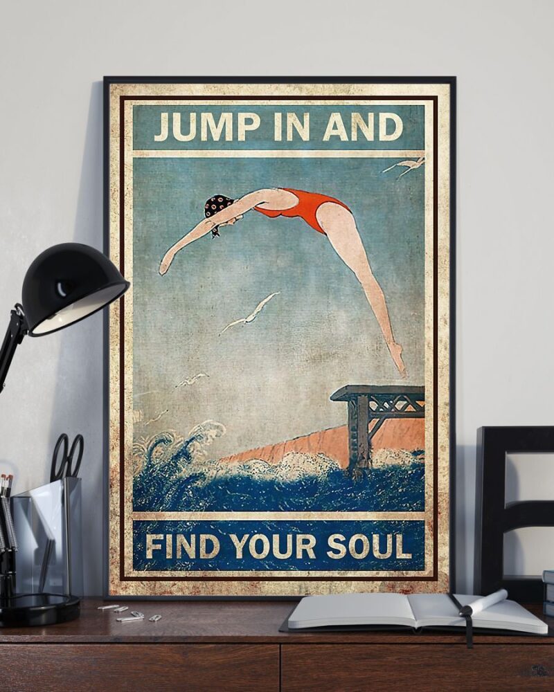 Swimming - Jump In And Find Your Soul Vertical Poster Canvas - Wall Decor Visual Art