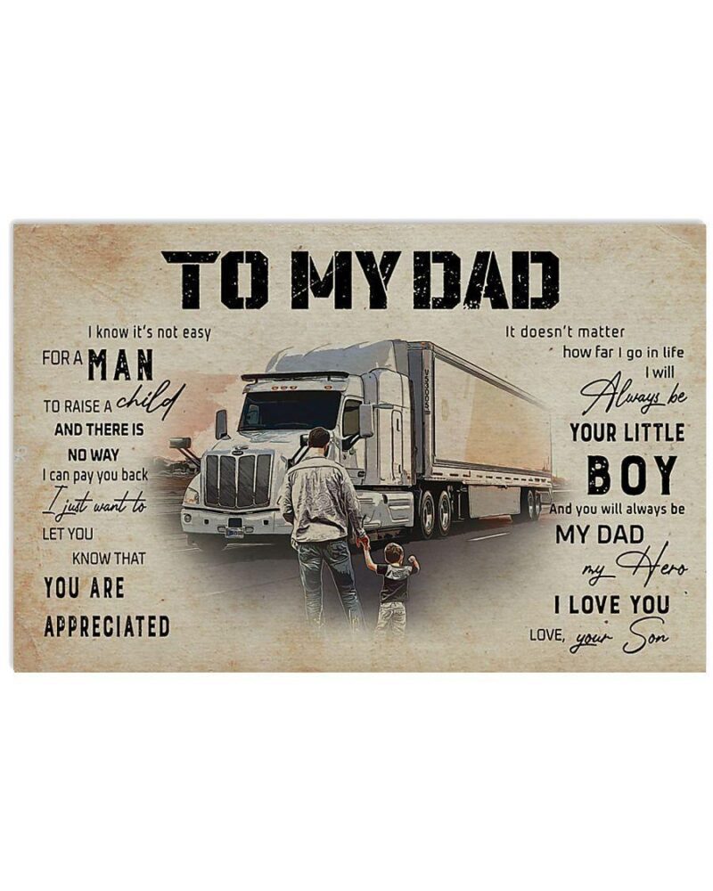To My Dad Horizontal Poster Canvas - Gift For Dad - Wall Decor Visual Art