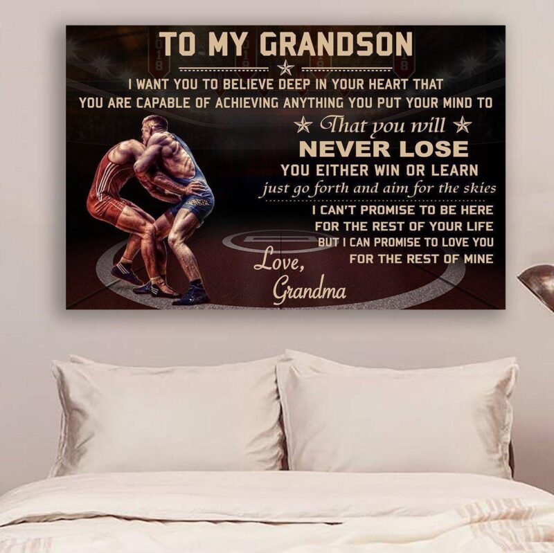 Wrestling Poster Canvas grandma to grandson never lose vs2 wall decor visual art
