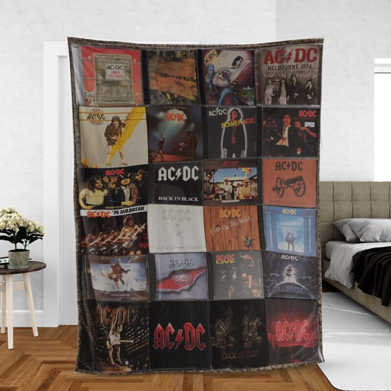ACDC Band Album Collage Gift For Fan Comfy Sofa Throw Blanket Gift