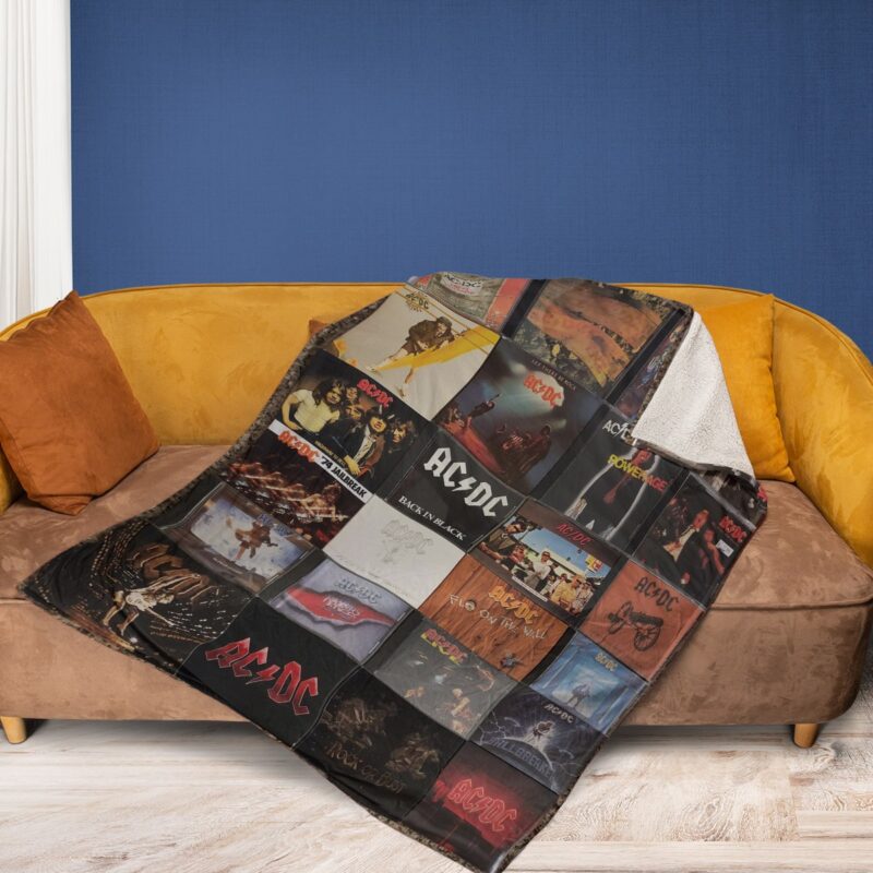 ACDC Gift ACDC Band Album Collage Gift For Fan Comfy Sofa Throw Blanket Gift 2