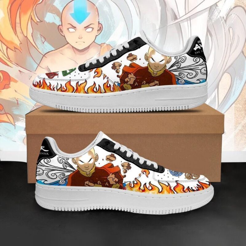Aang Avatar Airbender Sneakers Four Nation Tribes Avatar Anime Shoes Air Force 1 Sneakers