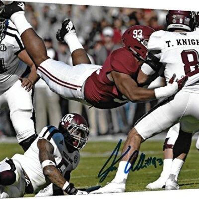 Alabama Football - Jonathan Allen "Superman Sack" Autograph Print - Canvas Print Wall Art Decor