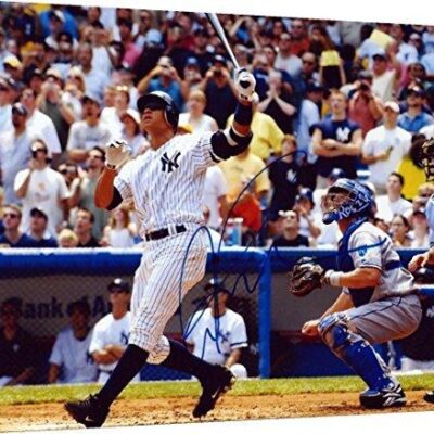 Alex Rodriguez New York Yankees Home Run Swing Autograph Print - Canvas Print Wall Art Decor