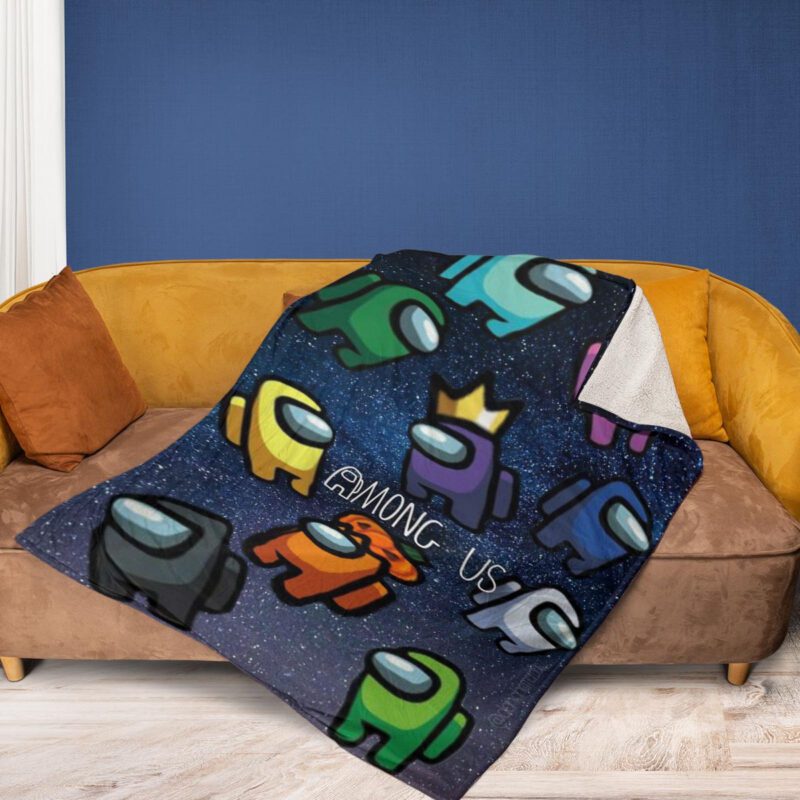 Amoung Us Funny Game Blanket Amoung Us Logo Gift For Fan Comfy Sofa Throw Blanket Gift 2