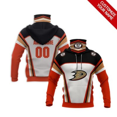 Anaheim Ducks Nhl Ice Hockey Team Logo White Red Jersey Style Custom Number Name For Ducks Fans Gaiter Hoodie GH0350