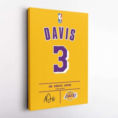 Anthony Davis #3 Jersey Canvas, Los Angeles Lakers Canvas Poster, Gym Poster, LA Lakers, Sport Art