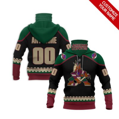 Arizona Coyotes Nhl Ice Hockey Team Logo Black Green Jersey Style Custom Number Name For Coyotes Fans Gaiter Hoodie GH0201