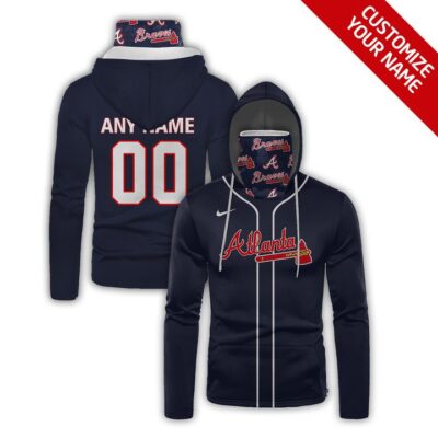 Atlanta Braves #00 3D Personalized Navy Blue Jersey Style Custom Number Name For Braves Fans Gaiter Hoodie GH0492