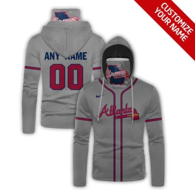Atlanta Braves #00 3D Personalized Silver Jersey Style Custom Number Name For Braves Fans Gaiter Hoodie GH0814