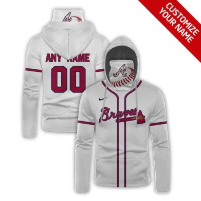 Atlanta Braves #00 3D Personalized White Jersey Style Custom Number Name For Braves Fans Gaiter Hoodie GH0805