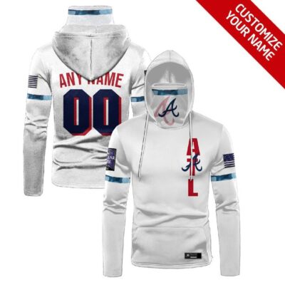 Atlanta Braves Mlb Baseball Team Logo White Jersey Style Custom Number Name For Braves Fans Gaiter Hoodie GH0765