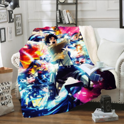 Attack On Titan Anime 2 Fleece Blanket, Anime Gift Lover Comfy Sofa Throw Blanket
