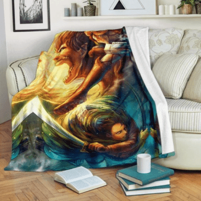 Attack On Titan Anime 5 Fleece Blanket, Anime Gift Lover Comfy Sofa Throw Blanket