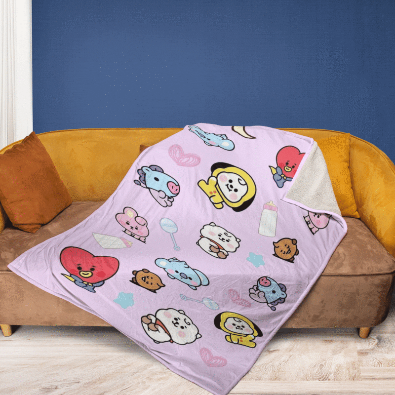 BTS BT21 Bangtan Army Fan Art Cartoon So Cute ChristmasBTS Gift For Fan Comfy Sofa Throw Blanket Gift 2