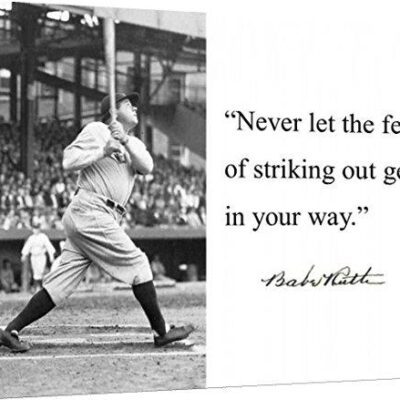 Babe Ruth - New York Yankees - Quote and Autograph Print - Canvas Print Wall Art Decor