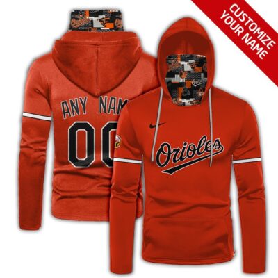 Baltimore Orioles #00 Mlb Team Orange Jersey Style Custom Number Name For Orioles Fans Gaiter Hoodie GH0892