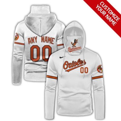 Baltimore Orioles #00 Mlb Team White Jersey Style Custom Number Name For Baltimore Orioles Fans Gaiter Hoodie GH0594