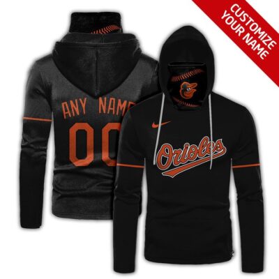 Baltimore Orioles Mlb Baseball Team Logo Black Jersey Style Custom Number Name For Orioles Fans Gaiter Hoodie GH0256