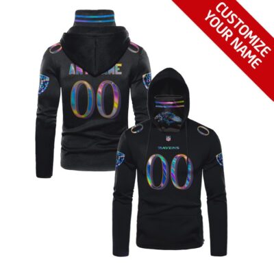 Baltimore Ravens Nfl American Football Team Logo Black Jersey Style Custom Number Name For Ravens Fans Gaiter Hoodie GH0361