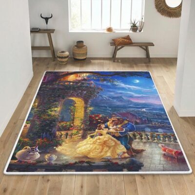 Beauty And The Beast Disney Cartoon Gift Lover Area Rug Living Room,Beauty And The Beast Gift For Fan Rug Floor Decor 1 Beauty And The Beast Gift For Fan Rug Floor Decor
