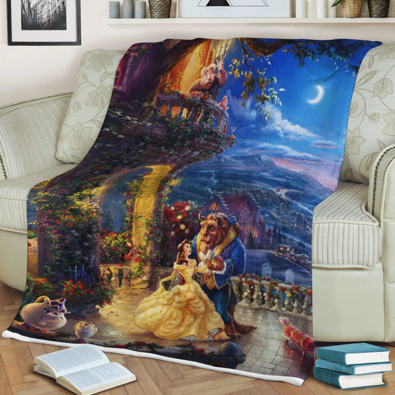 Beauty And The Beast Disney Cartoon Gift Lover Comfy Sofa Throw Blanket Gift 1