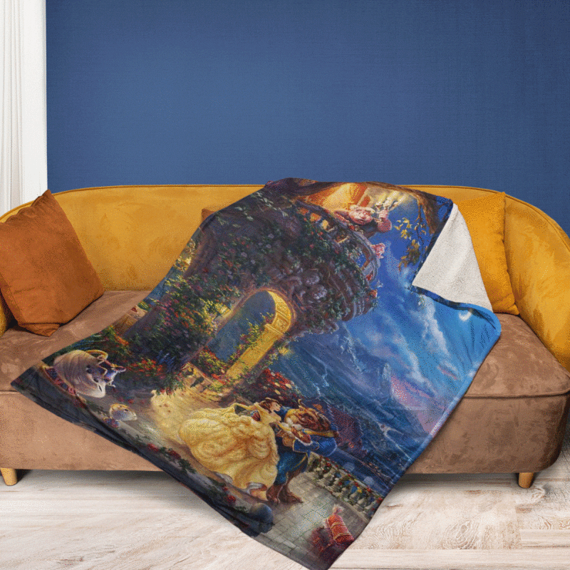 Beauty And The Beast Disney Cartoon Gift Lover Comfy Sofa Throw Blanket Gift 2