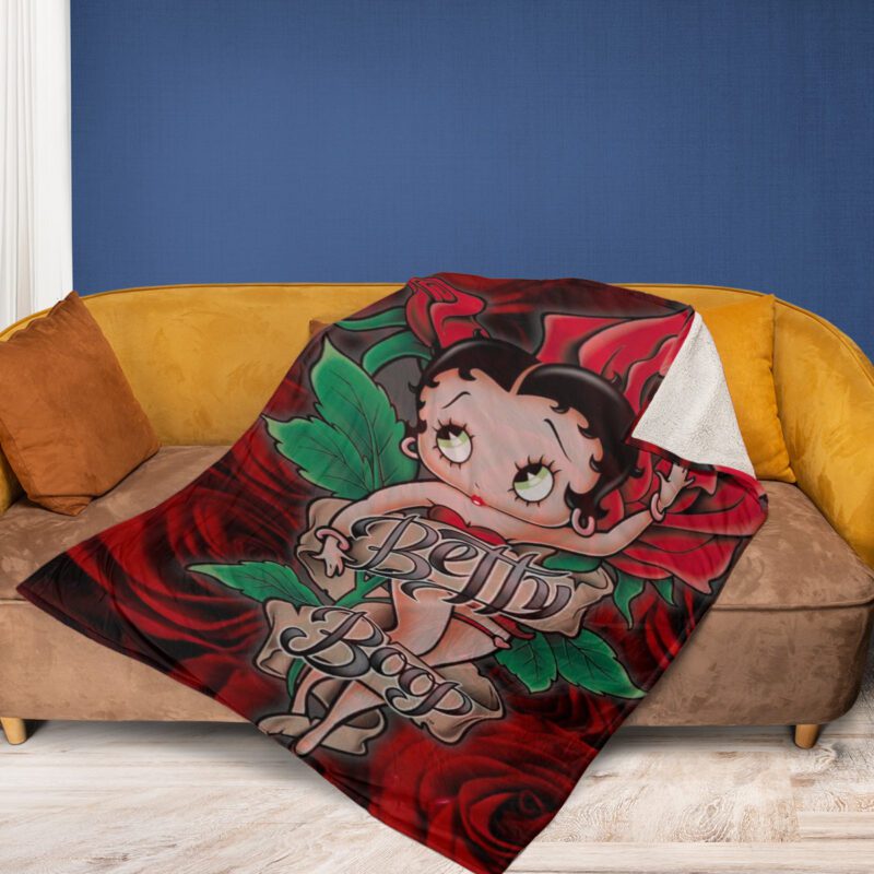 Betty Boop With Roses Comfy Sofa Throw Blanket Gift