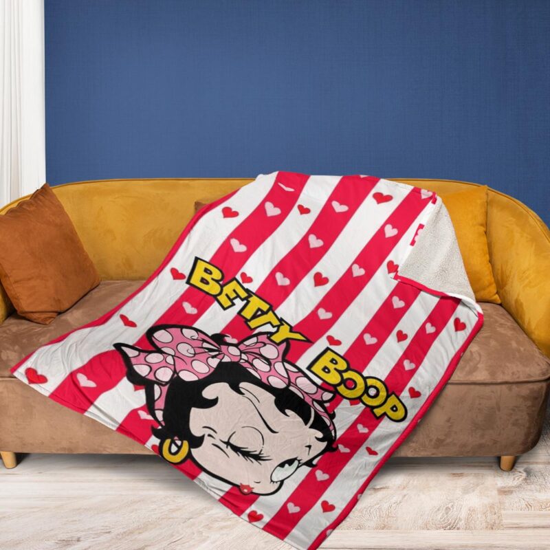 Betty Boop Gift For Lover Cute Betty Boop With Heart Comfy Sofa Throw Blanket Gift 2