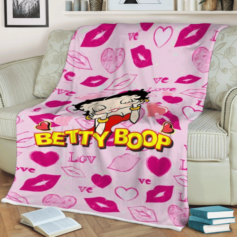 Betty Boop Kiss Love Gift For Fan Comfy Sofa Throw Blanket Gift 1