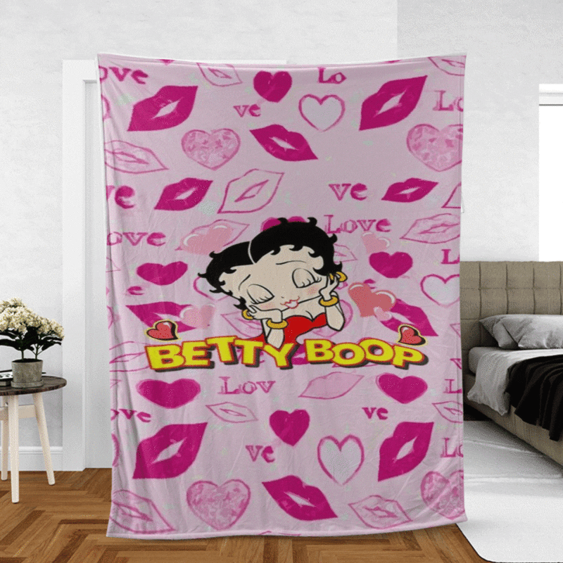 Betty Boop Kiss Love Gift For Fan Comfy Sofa Throw Blanket Gift
